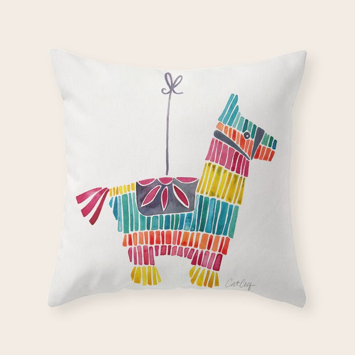 Mexican Donkey PinÌata â CMYK Palette Throw Pillow Gallery Image 6