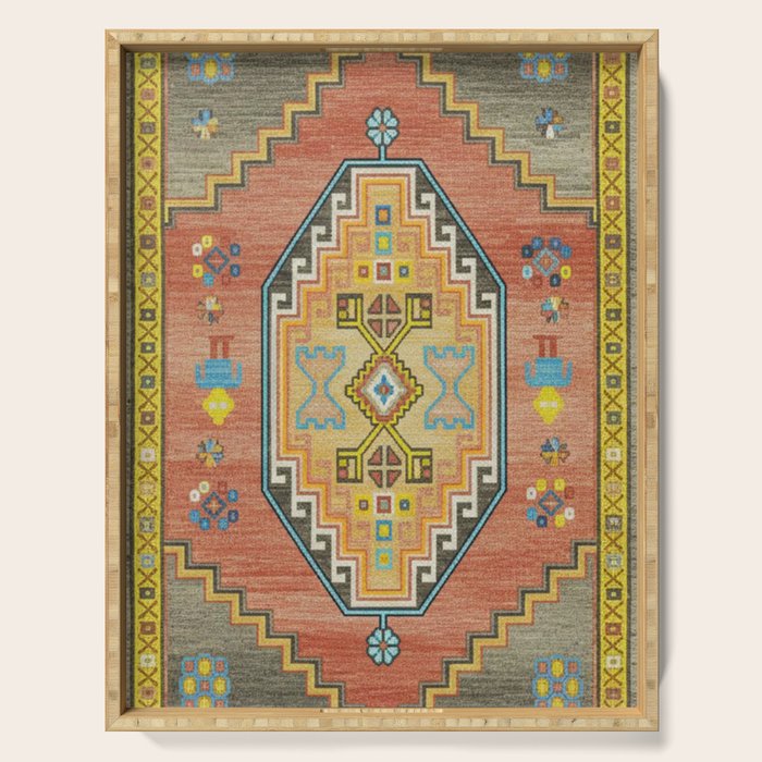 Moroccan Berber Geometric Rug Pattern Serving Tray Gallery Image 1