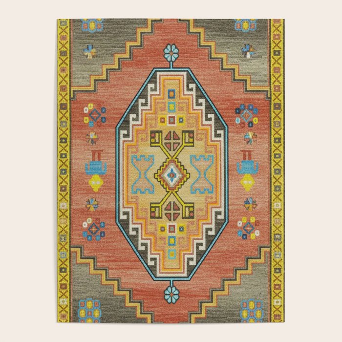 Moroccan Berber Geometric Rug Pattern Poster Gallery Image 4