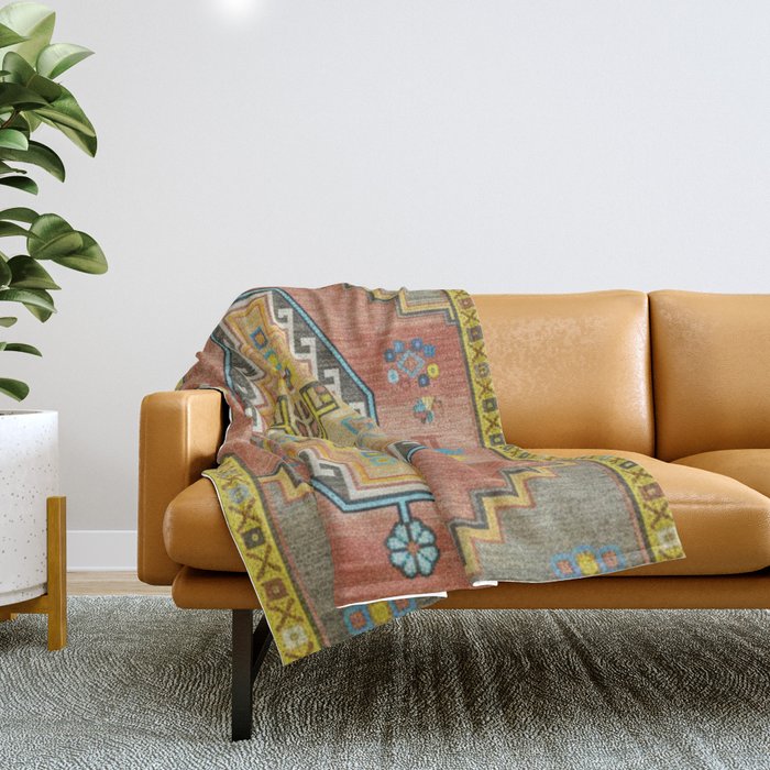 Moroccan Berber Geometric Rug Pattern Throw Blanket Gallery Image 1
