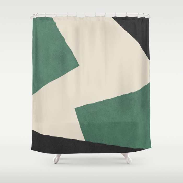 Graphic Edge Shapes - Green Shower Curtain Gallery Image 1