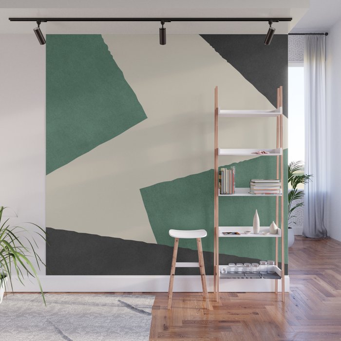 Graphic Edge Shapes - Green Wall Mural Gallery Image 1