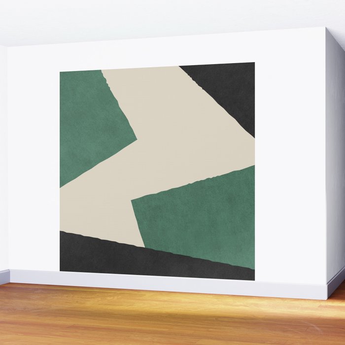 Graphic Edge Shapes - Green Wall Mural Gallery Image 2