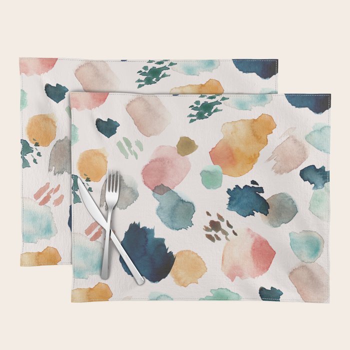 WILD WHIMS Abstract Watercolor Brush Strokes Placemat Gallery Image 1