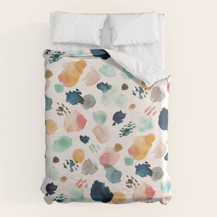 WILD WHIMS Abstract Watercolor Brush Strokes Duvet Cover
