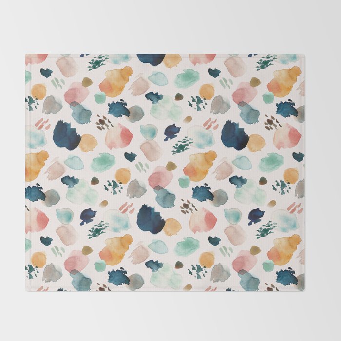 WILD WHIMS Abstract Watercolor Brush Strokes Throw Blanket Gallery Image 2
