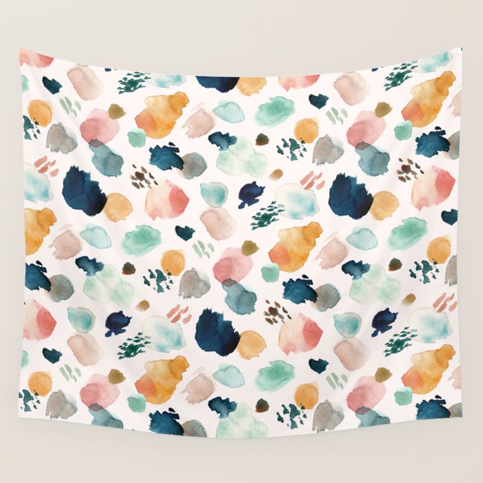 WILD WHIMS Abstract Watercolor Brush Strokes Wall Tapestry Gallery Image 4