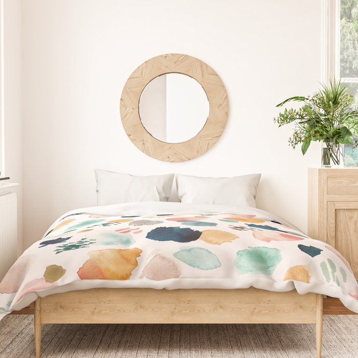 WILD WHIMS Abstract Watercolor Brush Strokes Duvet Cover Gallery Image 3