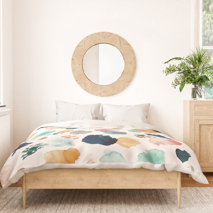 WILD WHIMS Abstract Watercolor Brush Strokes Duvet Cover Gallery Image 3