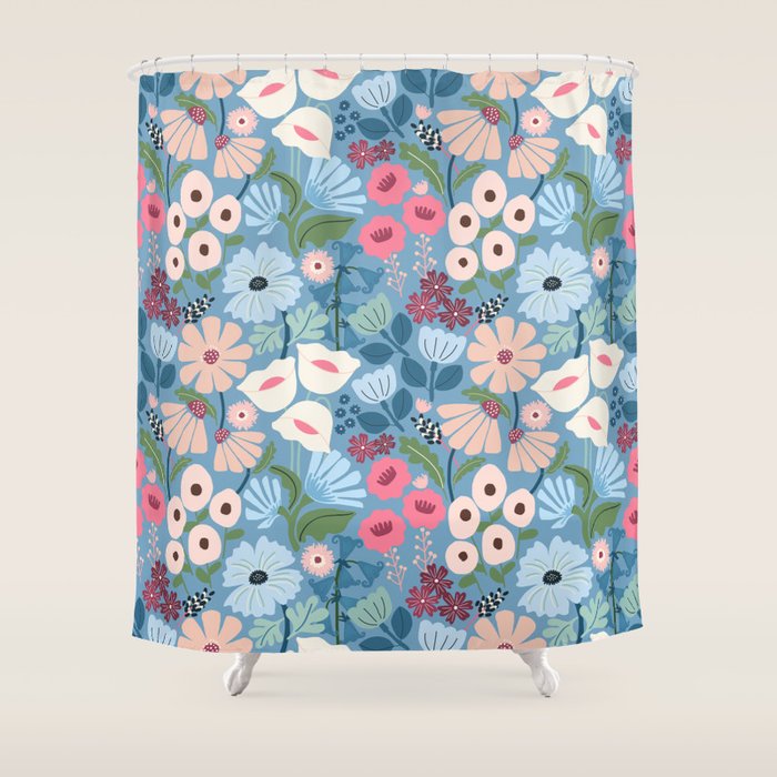 Meadow muse - heritage blue Shower Curtain Gallery Image 1