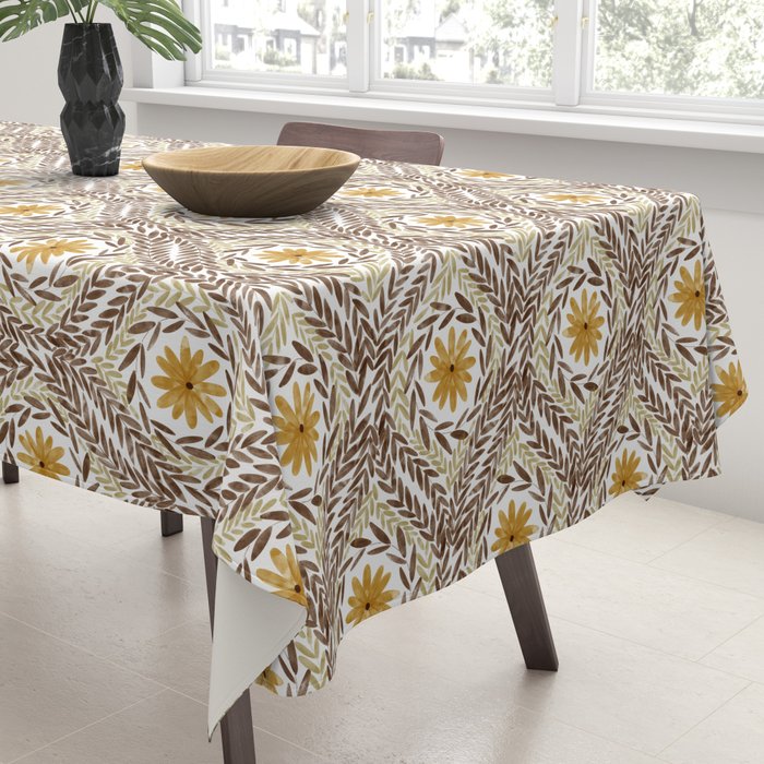 Golden Daisy Swirl Tablecloth Gallery Image 3