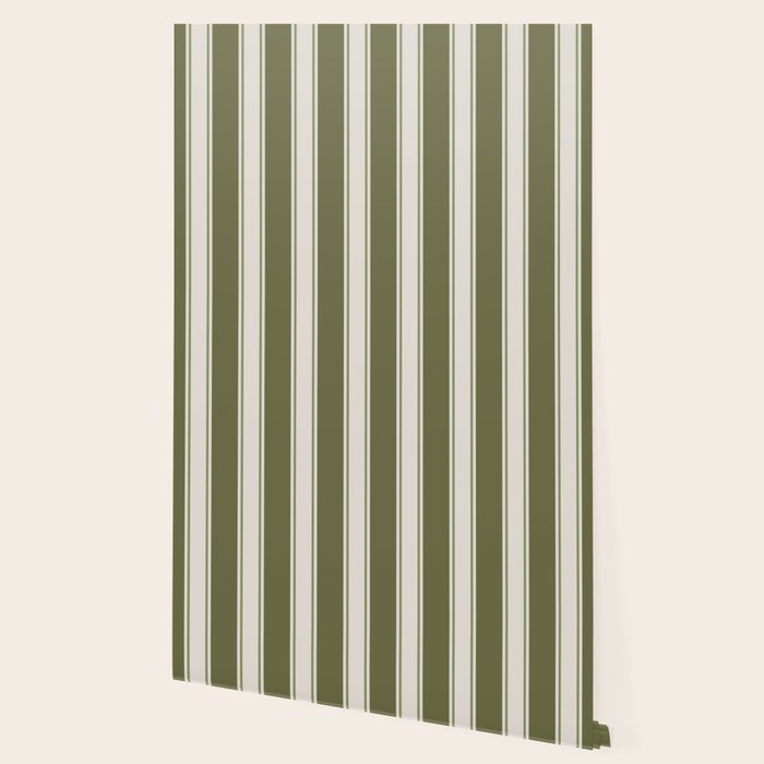 Olive Green Striped - Cozy Heirloom Wallpaper Gallery Image 2