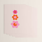 Les Fleurs | 01 - Abstract Retro Floral, Pink And Orange Print Preppy Flowers Wrapping Paper Gallery Image 3