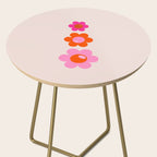 Les Fleurs | 01 - Abstract Retro Floral, Pink And Orange Print Preppy Flowers Side Table Gallery Image 2