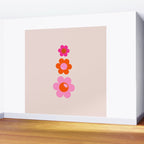 Les Fleurs | 01 - Abstract Retro Floral, Pink And Orange Print Preppy Flowers Wall Mural Gallery Image 2