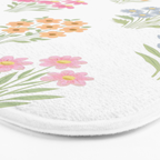 Delicate Hand-Drawn Pastel Floral Meadow Wildflowers  Bath Mat Gallery Image 3