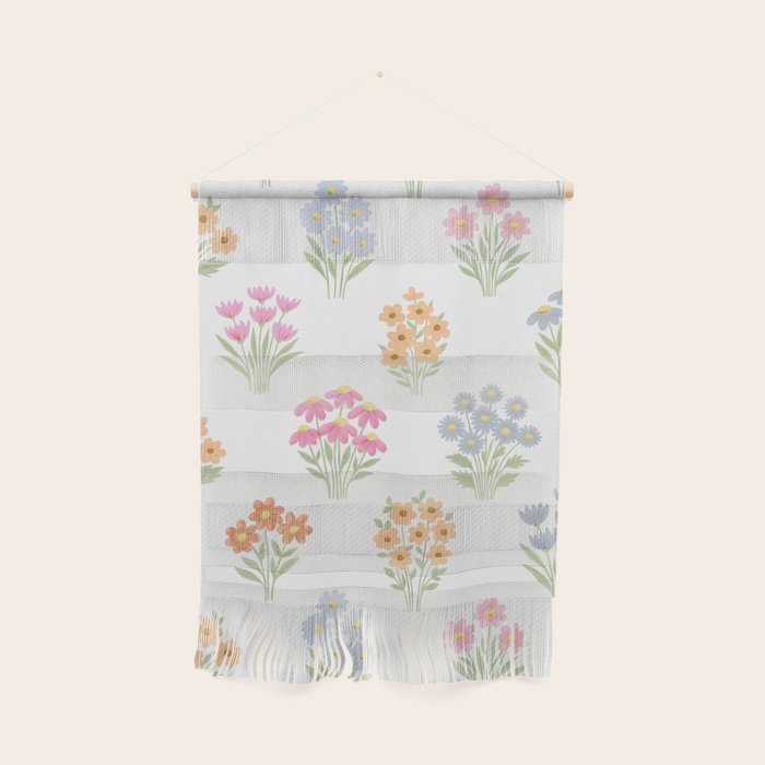 Delicate Hand-Drawn Pastel Floral Meadow Wildflowers  Wall Hanging Gallery Image 1