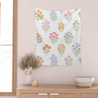 Delicate Hand-Drawn Pastel Floral Meadow Wildflowers  Wall Tapestry Gallery Image 2