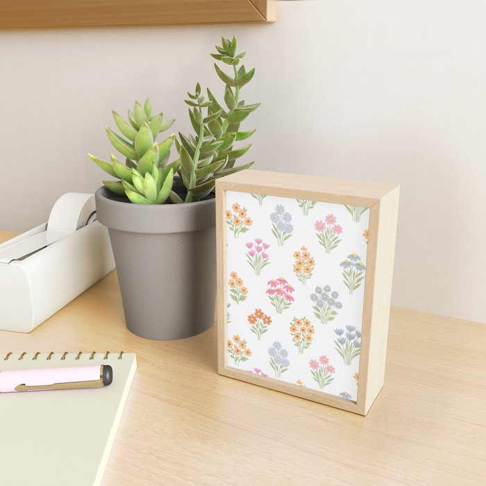 Delicate Hand-Drawn Pastel Floral Meadow Wildflowers  Mini Art Print Gallery Image 2