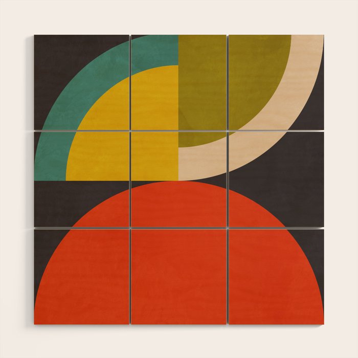 mid century bauhaus geometric large 3 Wood Wall Art Gallery Image 1