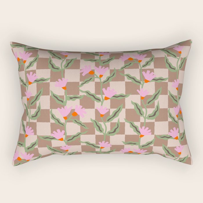 CELIE CHECKER Inspired by PANTONE 17 1230 Mocha Mousse Rectangular Pillow Gallery Image 1