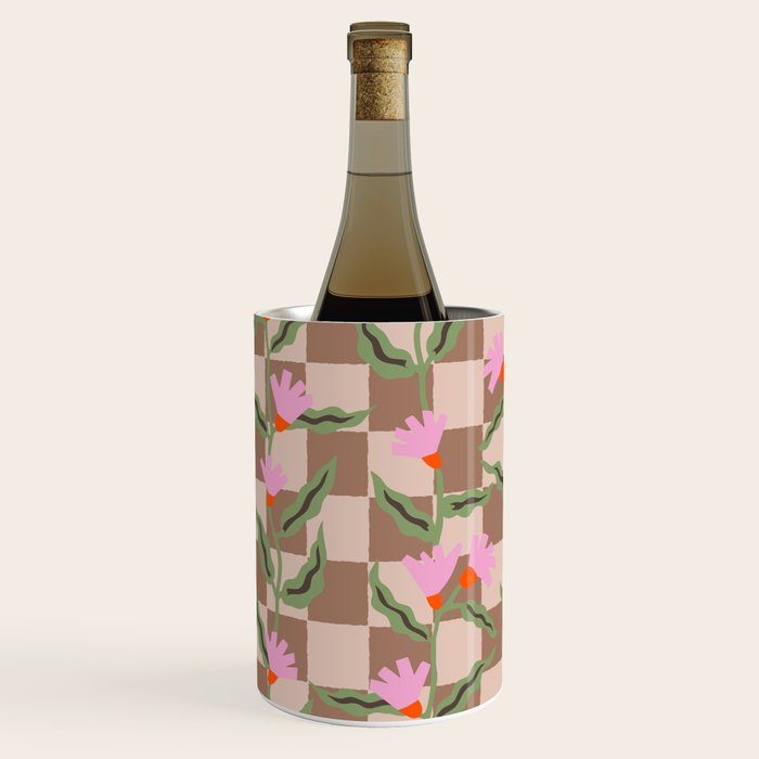 CELIE CHECKER Inspired by PANTONE 17 1230 Mocha Mousse Wine Chiller Gallery Image 2