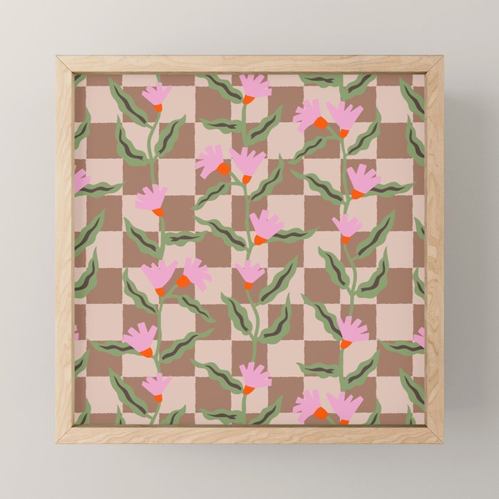 CELIE CHECKER Inspired by PANTONE 17 1230 Mocha Mousse Mini Art Print Gallery Image 1