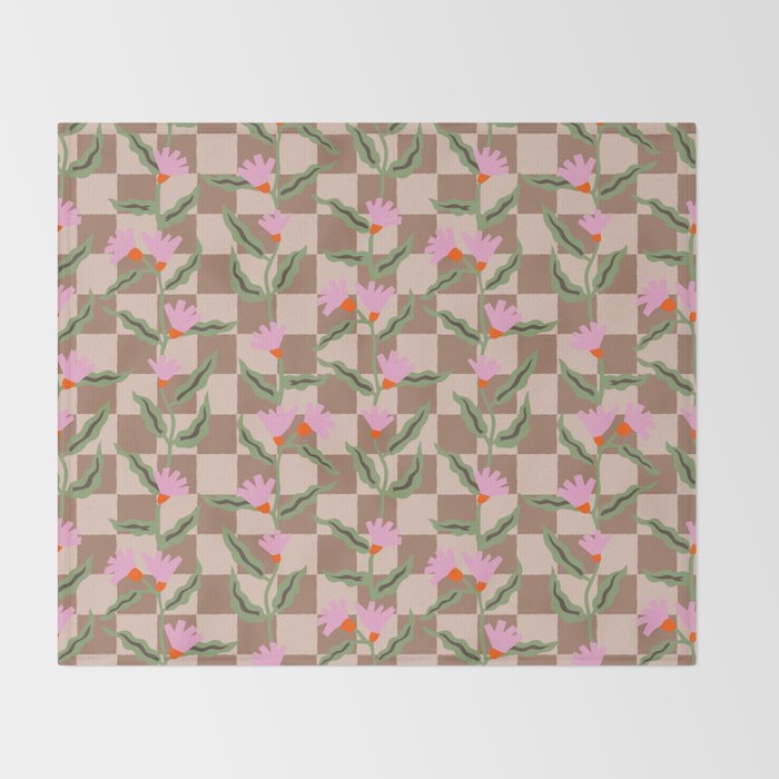 CELIE CHECKER Inspired by PANTONE 17 1230 Mocha Mousse Throw Blanket Gallery Image 2
