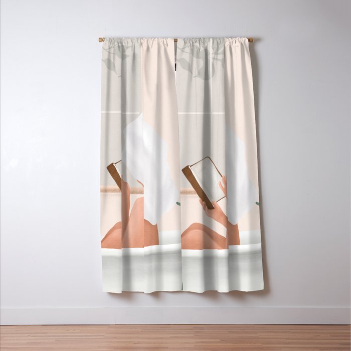 Reading Girl in Bathtub Window Curtain Gallery Image 3