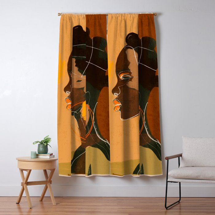 Abstract Art Girl Portrait Window Curtain Gallery Image 1