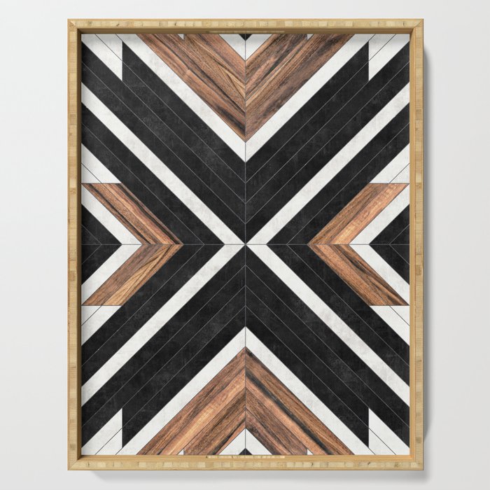 Urban Tribal Pattern No.1 - Concrete and Wood Serving Tray Gallery Image 1