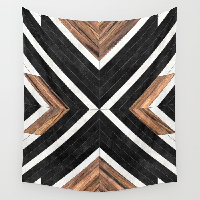 Urban Tribal Pattern No.1 - Concrete and Wood Wall Tapestry Gallery Image 1