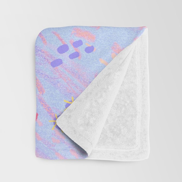 Retro Sunflower & Rainbow in Blue & Pink Throw Blanket Gallery Image 3