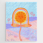 Retro Sunflower & Rainbow in Blue & Pink Jigsaw Puzzle Gallery Image 1