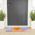 Retro Sunflower & Rainbow in Blue & Pink Welcome Mat Gallery Image 3