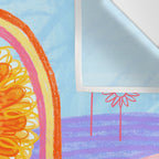 Retro Sunflower & Rainbow in Blue & Pink Wall Tapestry Gallery Image 3