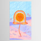 Retro Sunflower & Rainbow in Blue & Pink Tablecloth Gallery Image 2