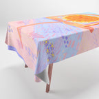 Retro Sunflower & Rainbow in Blue & Pink Tablecloth Gallery Image 1