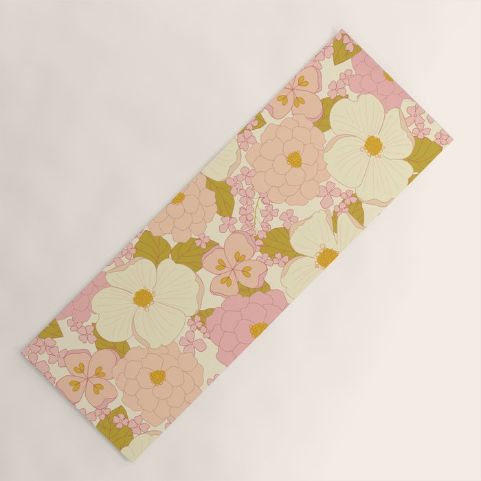 Pink Pastel Vintage Floral Pattern Yoga Mat Gallery Image 1
