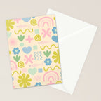 Cute Miscellany Cheerful Whimsical Pastel Pattern  Stationery Card Gallery Image 2