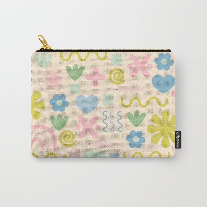 Cute Miscellany Cheerful Whimsical Pastel Pattern  Carry All Pouch Gallery Image 1