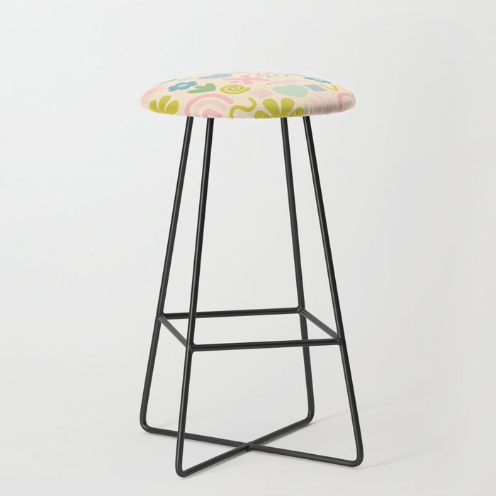 Cute Miscellany Cheerful Whimsical Pastel Pattern  Stool Gallery Image 1