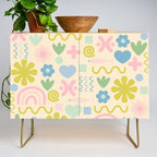 Cute Miscellany Cheerful Whimsical Pastel Pattern  Credenza Gallery Image 1