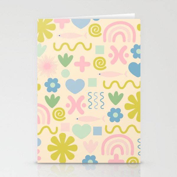 Cute Miscellany Cheerful Whimsical Pastel Pattern  Stationery Card Gallery Image 2