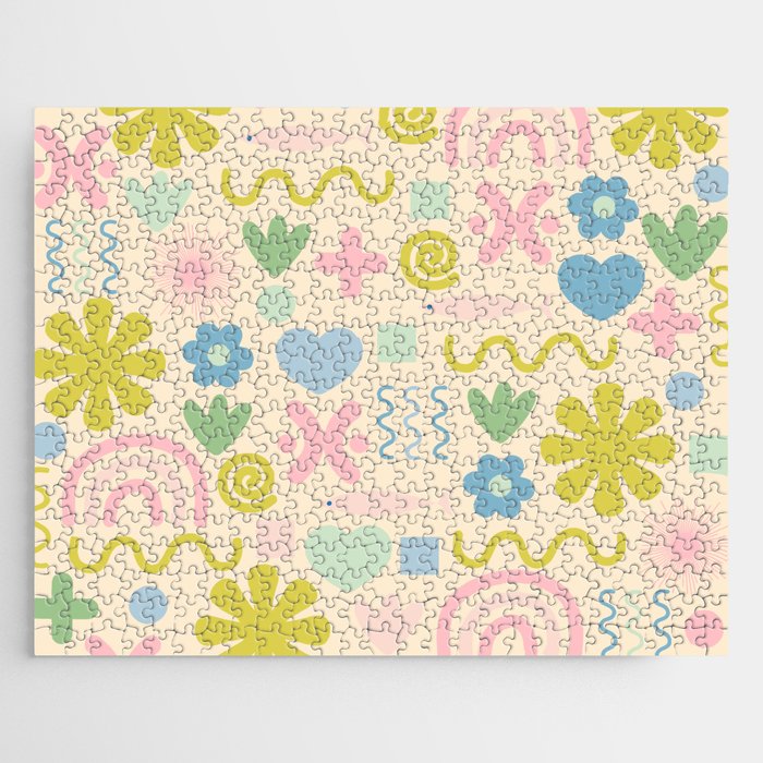 Cute Miscellany Cheerful Whimsical Pastel Pattern  Jigsaw Puzzle Gallery Image 1
