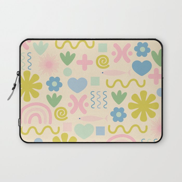 Cute Miscellany Cheerful Whimsical Pastel Pattern  Laptop Sleeve Gallery Image 1