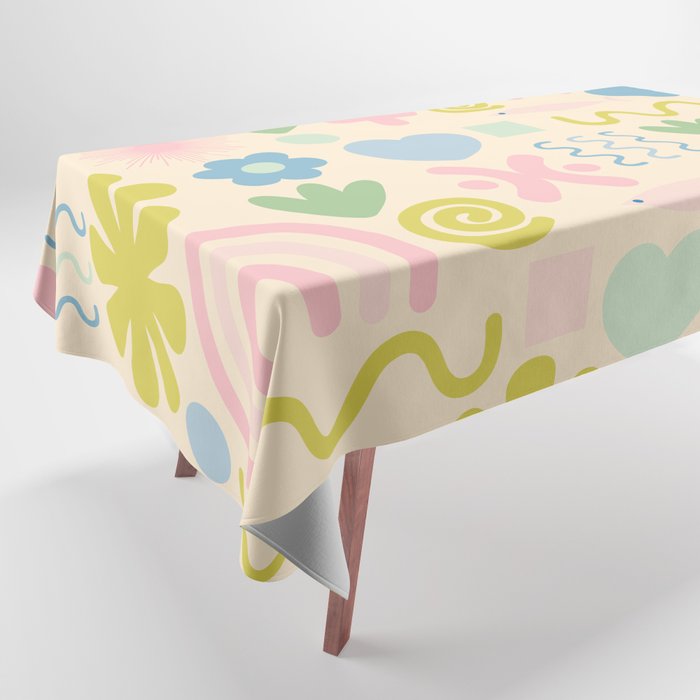 Cute Miscellany Cheerful Whimsical Pastel Pattern  Tablecloth Gallery Image 1