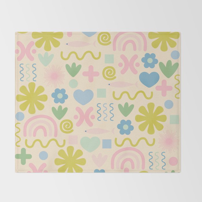 Cute Miscellany Cheerful Whimsical Pastel Pattern  Throw Blanket Gallery Image 2