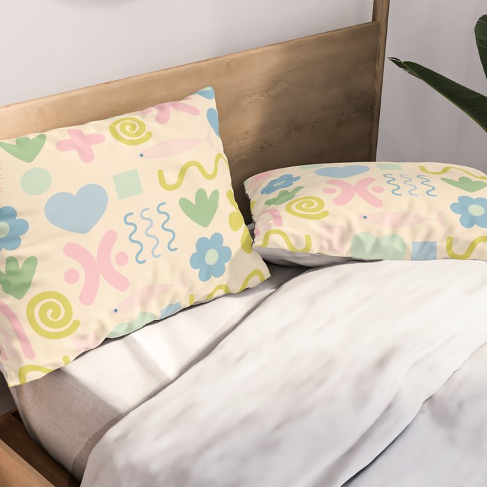 Cute Miscellany Cheerful Whimsical Pastel Pattern  Pillow Sham Gallery Image 2