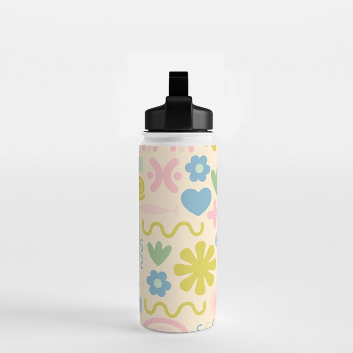 Cute Miscellany Cheerful Whimsical Pastel Pattern  Water Bottle Gallery Image 2